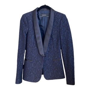 Zara Basic Collection NWOT Navy blue and black jacket/Blazer, Satin details